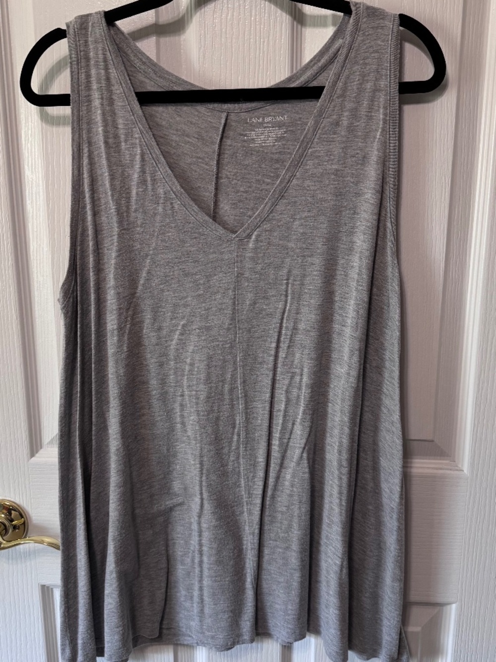 Lane Bryant Sleeveless V Neck Swing Tank Top, Gray, Size 1X/14-16